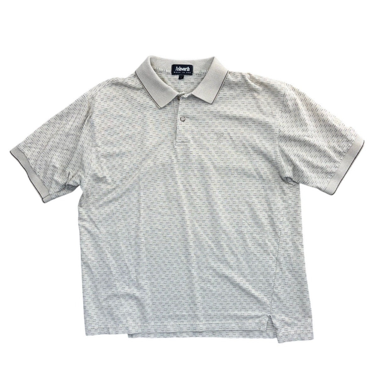 Ashworth Golf Polo Shirt Men's Large Beige Textured USA Made 100% Cotton