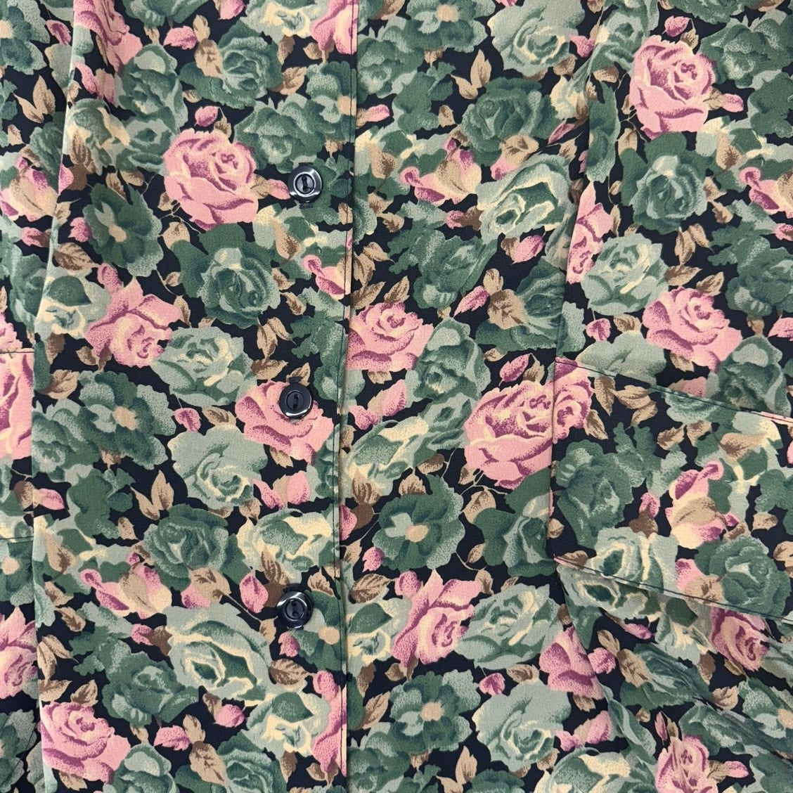 Vintage 80s Mindy Malone Floral Rayon Midi Dress Lace Collar Women's 4