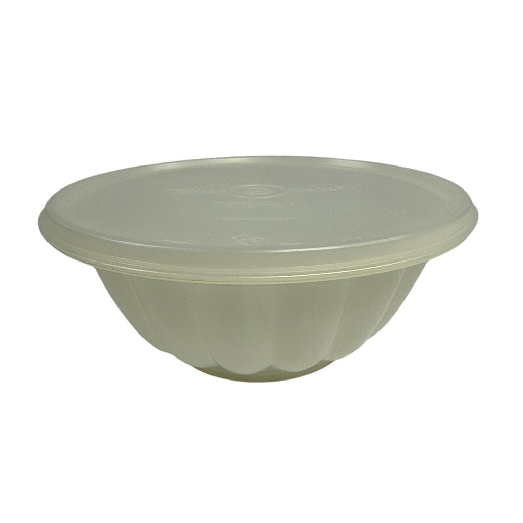 Vintage 70s Tupperware Jel-N-Serve Jello Mold Bowl with Lid Tulip Design 8”