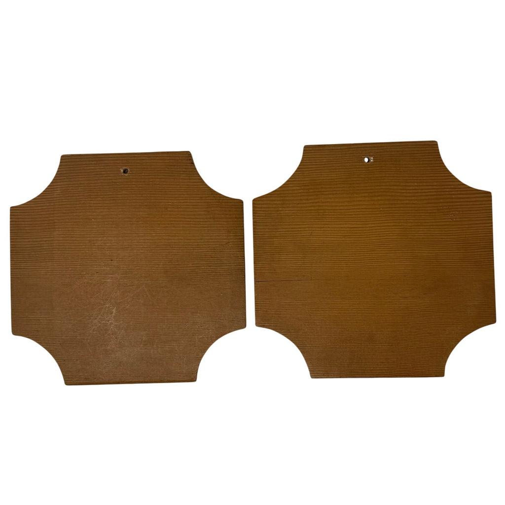 Vintage 70s Nautical Wood Trivets Anchor Ship Wheel Wall Hanging Set