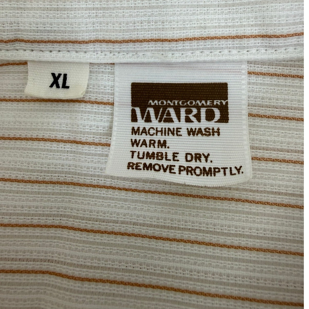 Vintage 80s White Gold Pinstripe Button Down Short Sleeve Shirt Men's XL