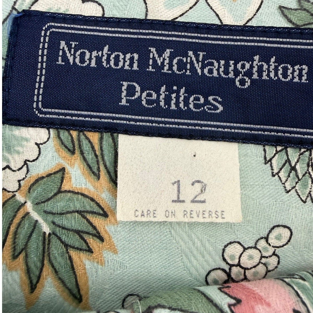 Vintage 90s Norton Women's 12 McNaughton Petites Floral Skirt Blouse Set USA