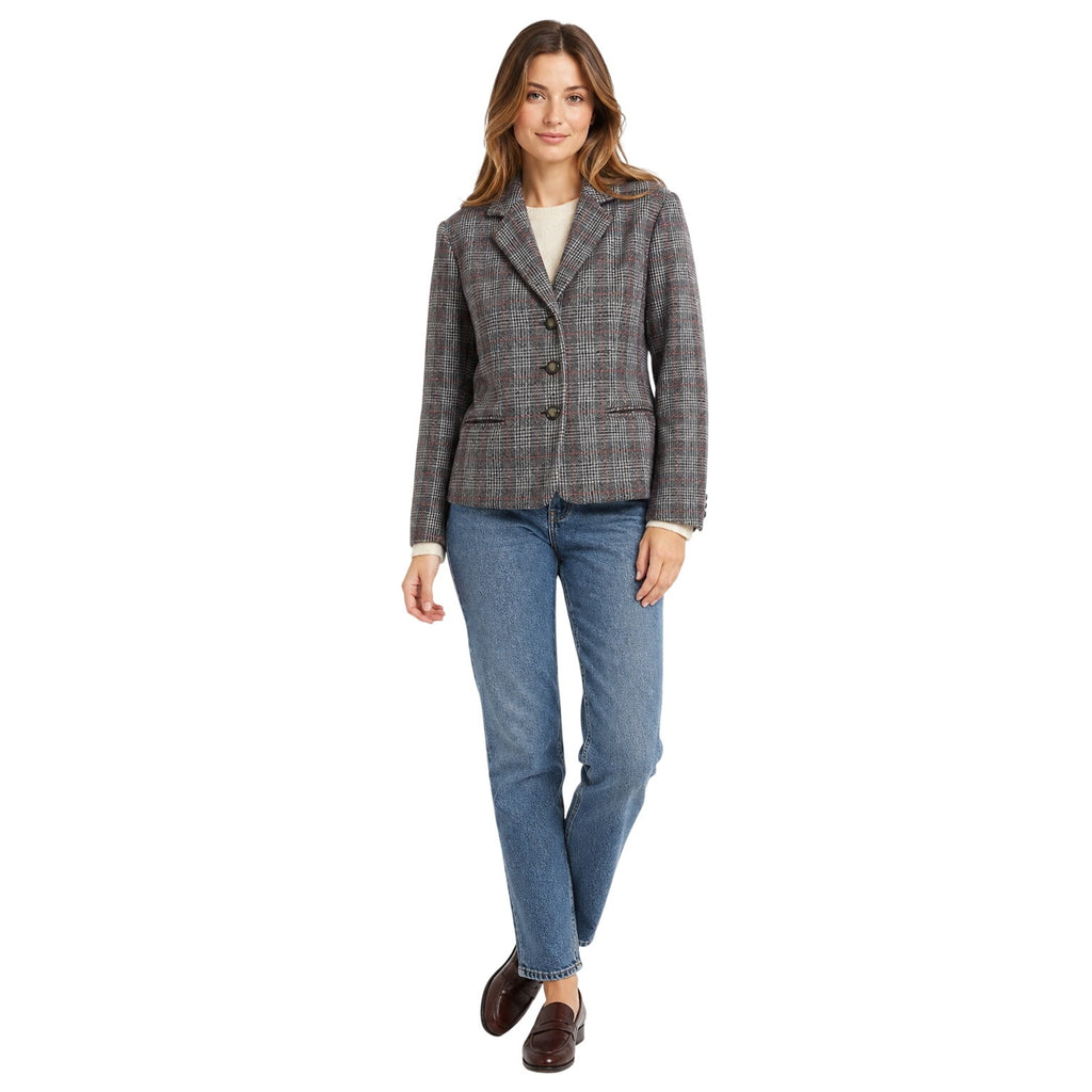 Vintage 80s Pendleton Wool Plaid Blazer Jacket Women's Small Gray Red USA