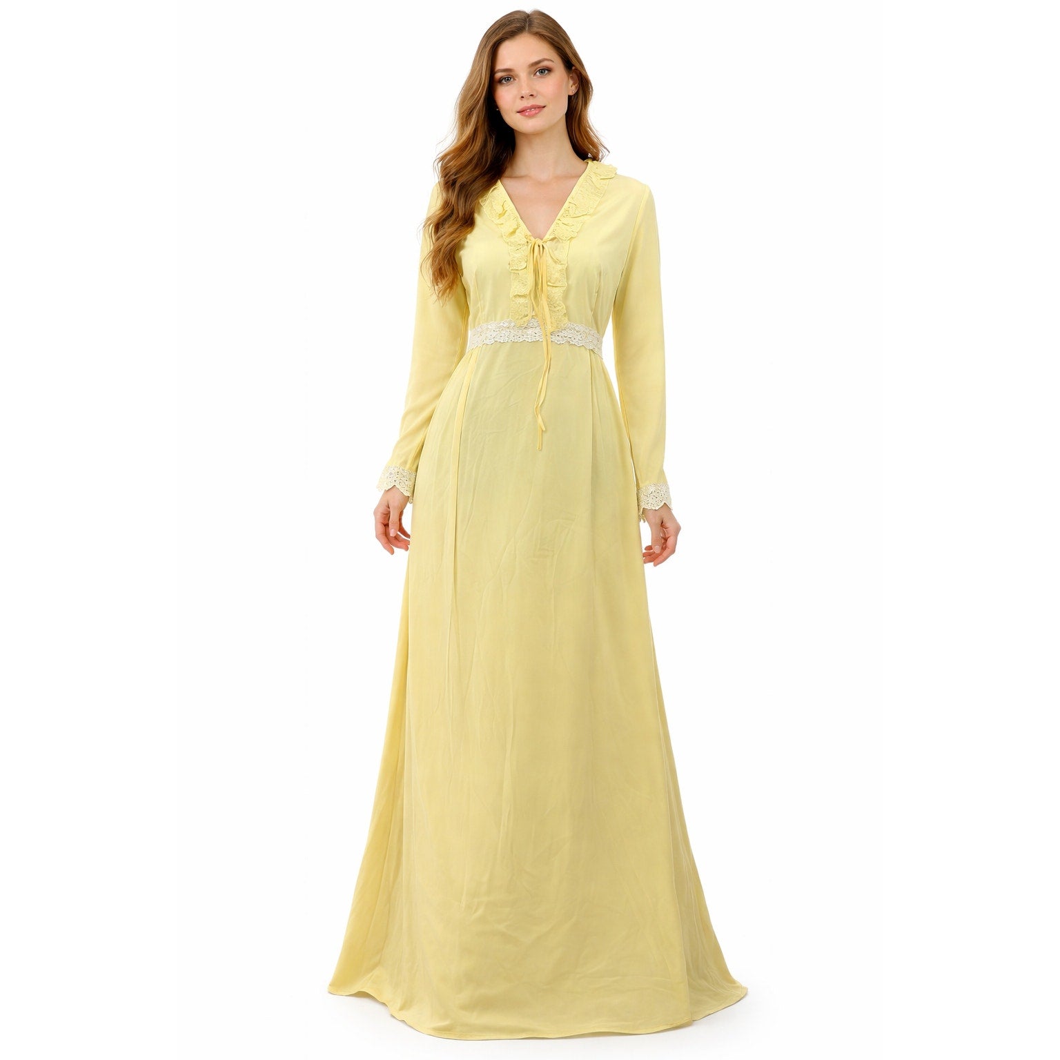 Womens Prom or Bridesmaid Dress 70s Yellow Gown