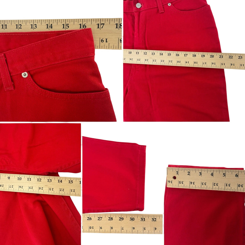 Vintage 90s Faded Glory Red High Waist Tapered Denim Jeans Women's 32x31