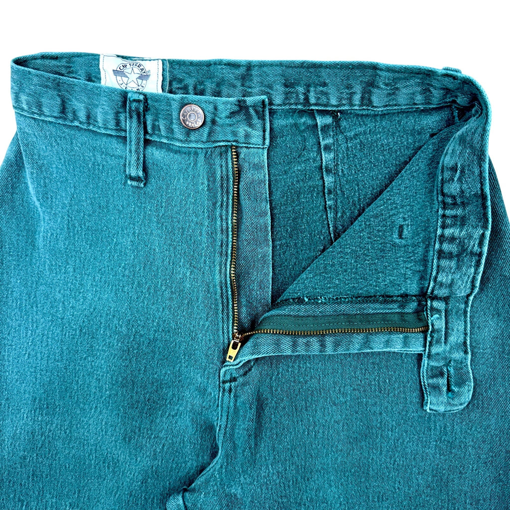 Vintage 80s Women's 10 Green Mom Jeans CAP Ferrat Teal USA Made