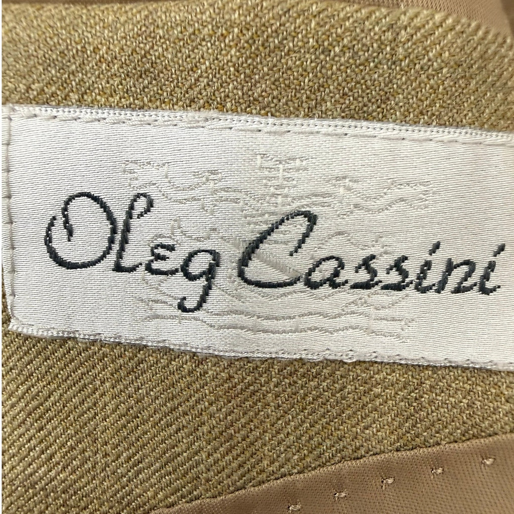 Vintage 90s Oleg Cassini Tan Check Wool Blend Sport Coat Blazer Men's 46R
