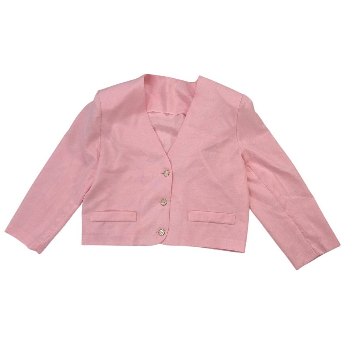 Vintage 1980s Pink Shantung Dress & Jacket Set Gold Belt Women's Small