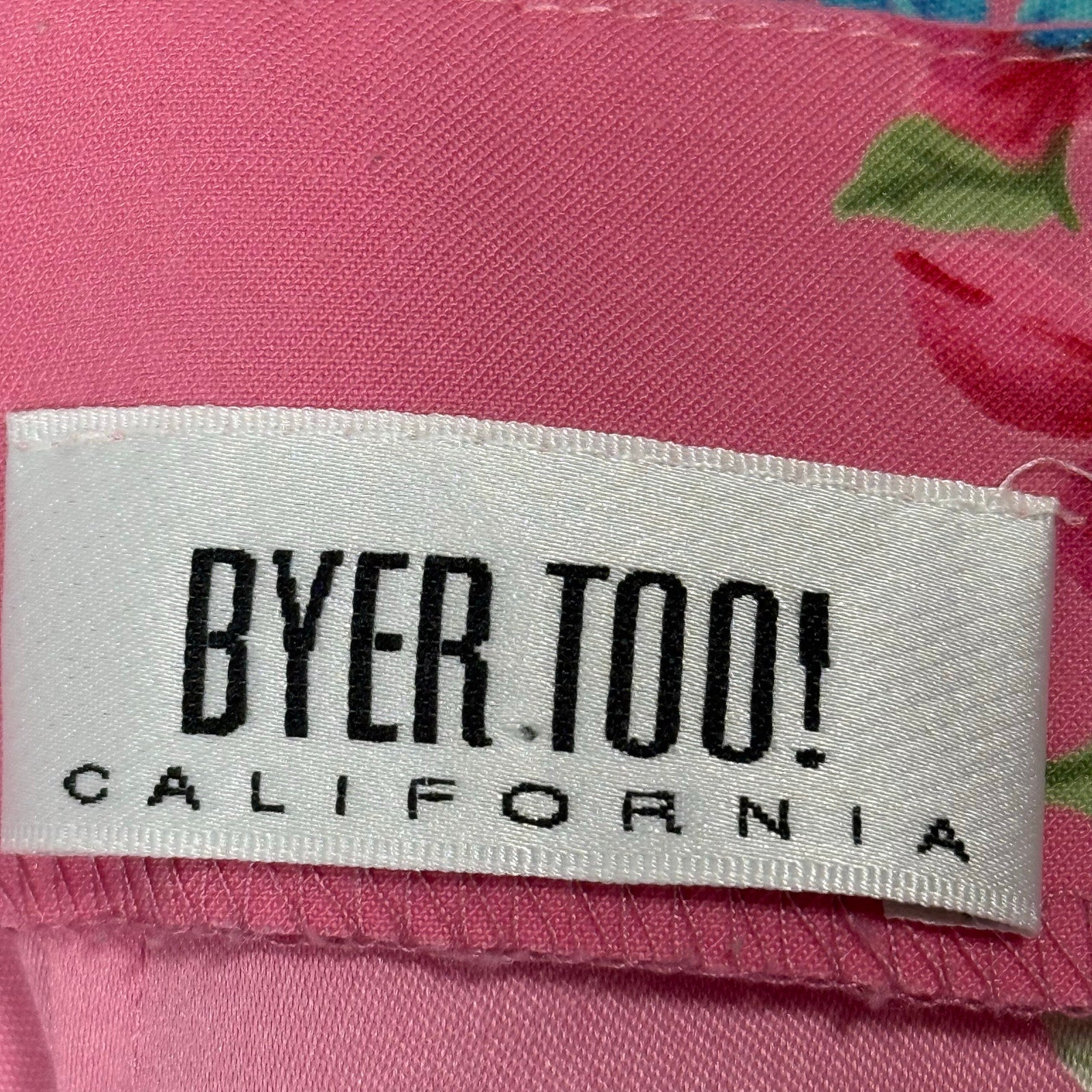 Vintage 90s Women's 9 Byer Too Pink Floral Slip Mini Dress Spaghetti Strap USA