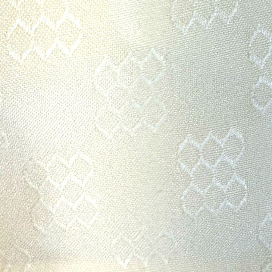 Vintage 70s Ivory Embossed Polyester Blouse Geometric Disco Shirt Women's Medium