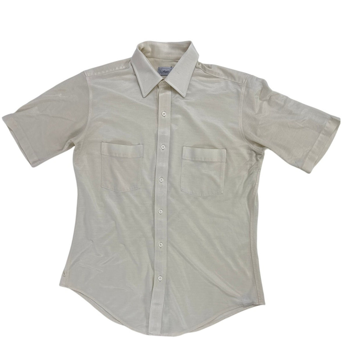 Vintage 80s Arrow Regis Beige Knit Two-Pocket Shirt Men’s Medium
