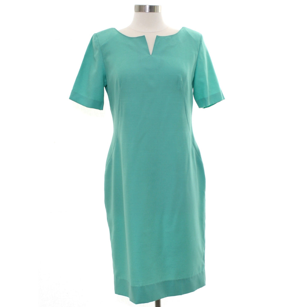 Vintage 1980s Mint Green Shantung A-Line Midi Dress Womens Small
