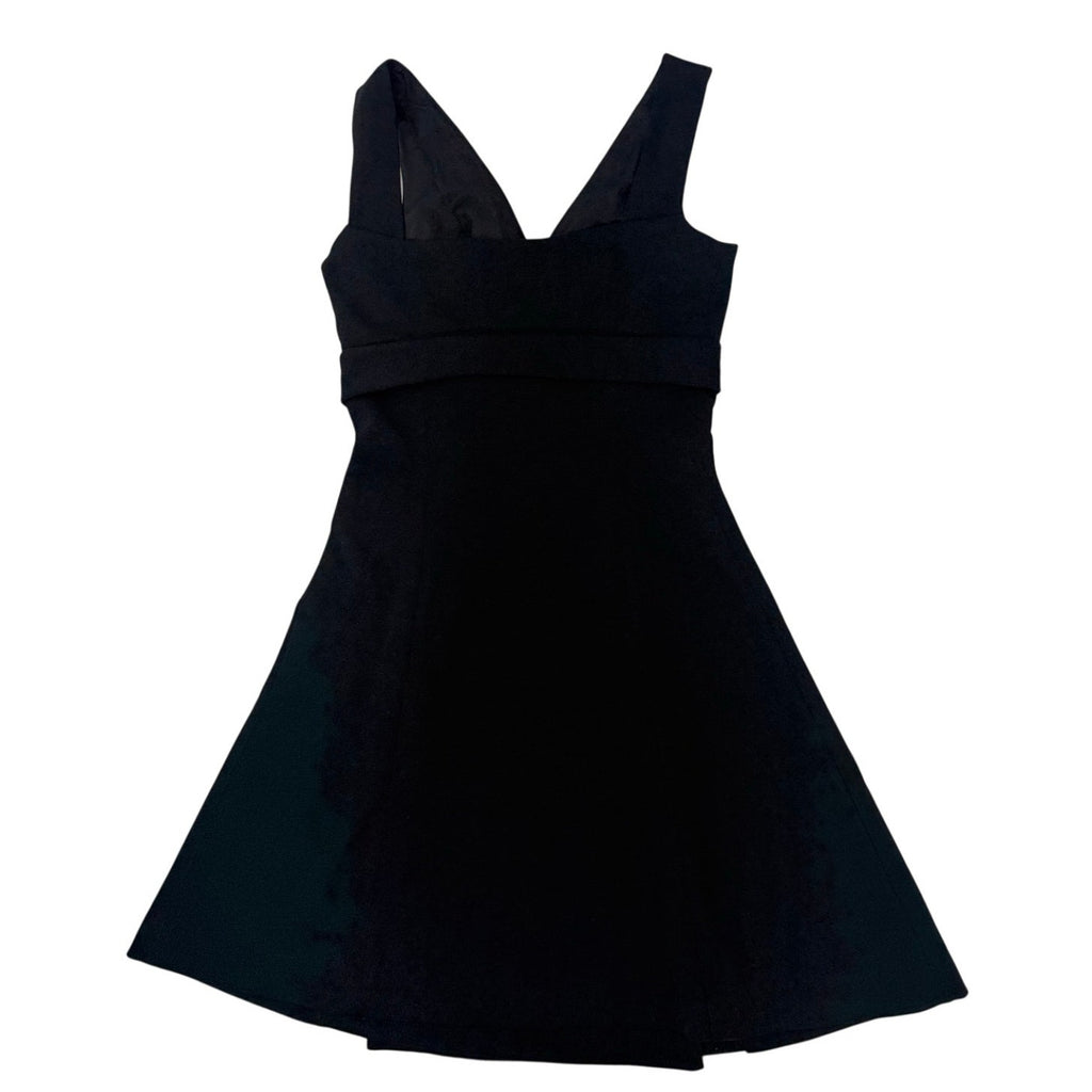 Vintage 60s Black Mod Wrap Dress Empire Waist Bow Sleeveless Women's Small