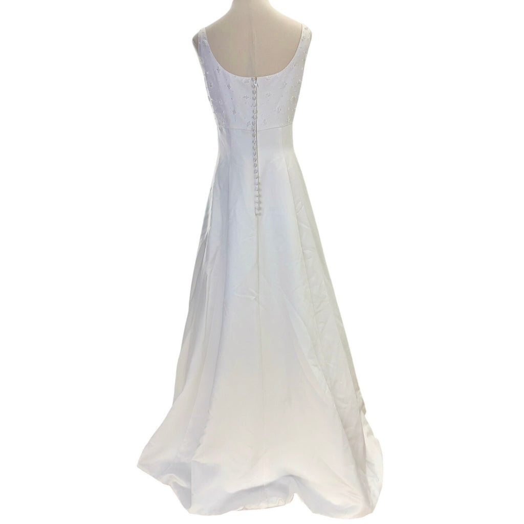 Vintage 90s Venus White Beaded A-Line Wedding Dress Bridal Gown Women's S/M