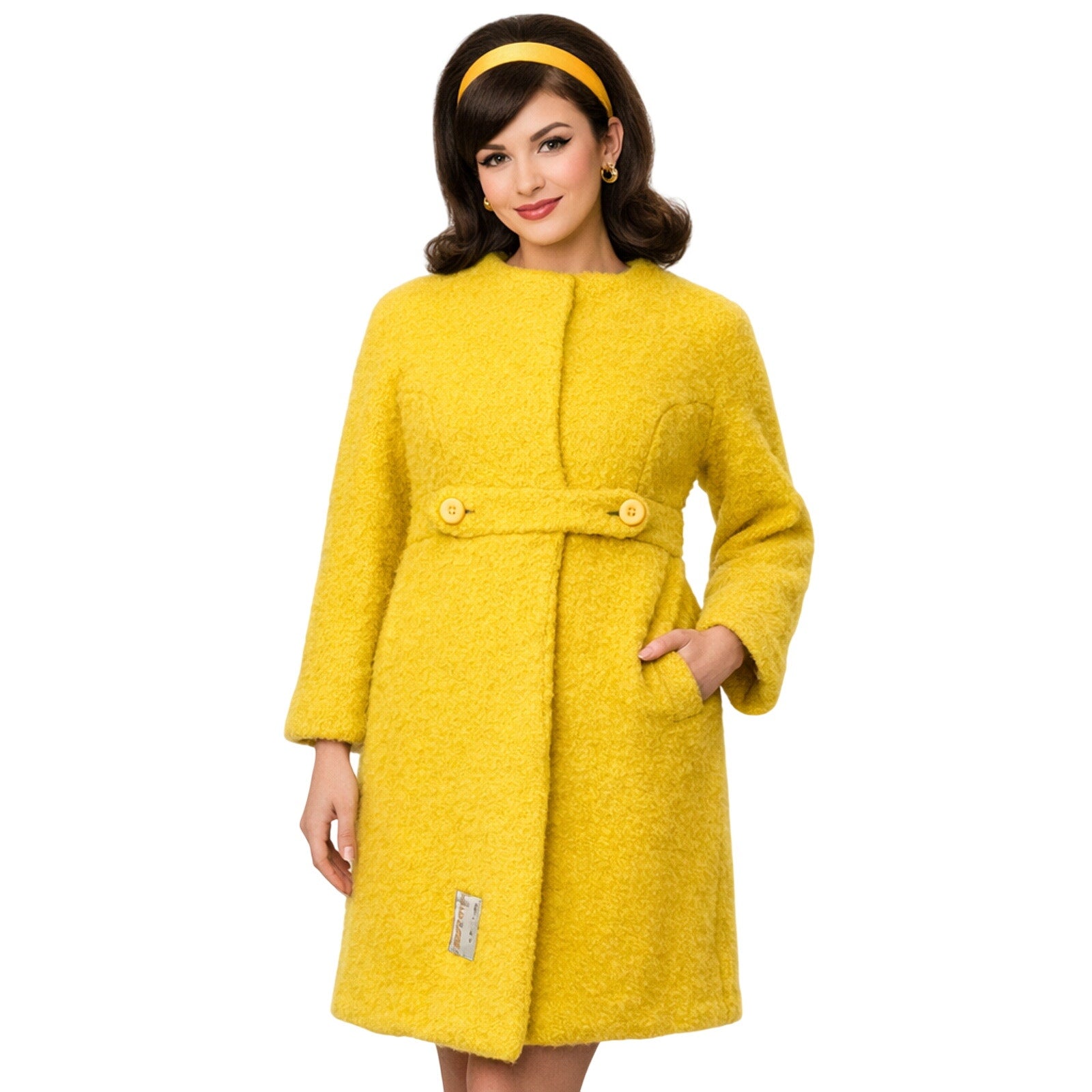 Vintage 60s Lemon Yellow Wool Car Coat Women's XS CuddleCoat Union Made
