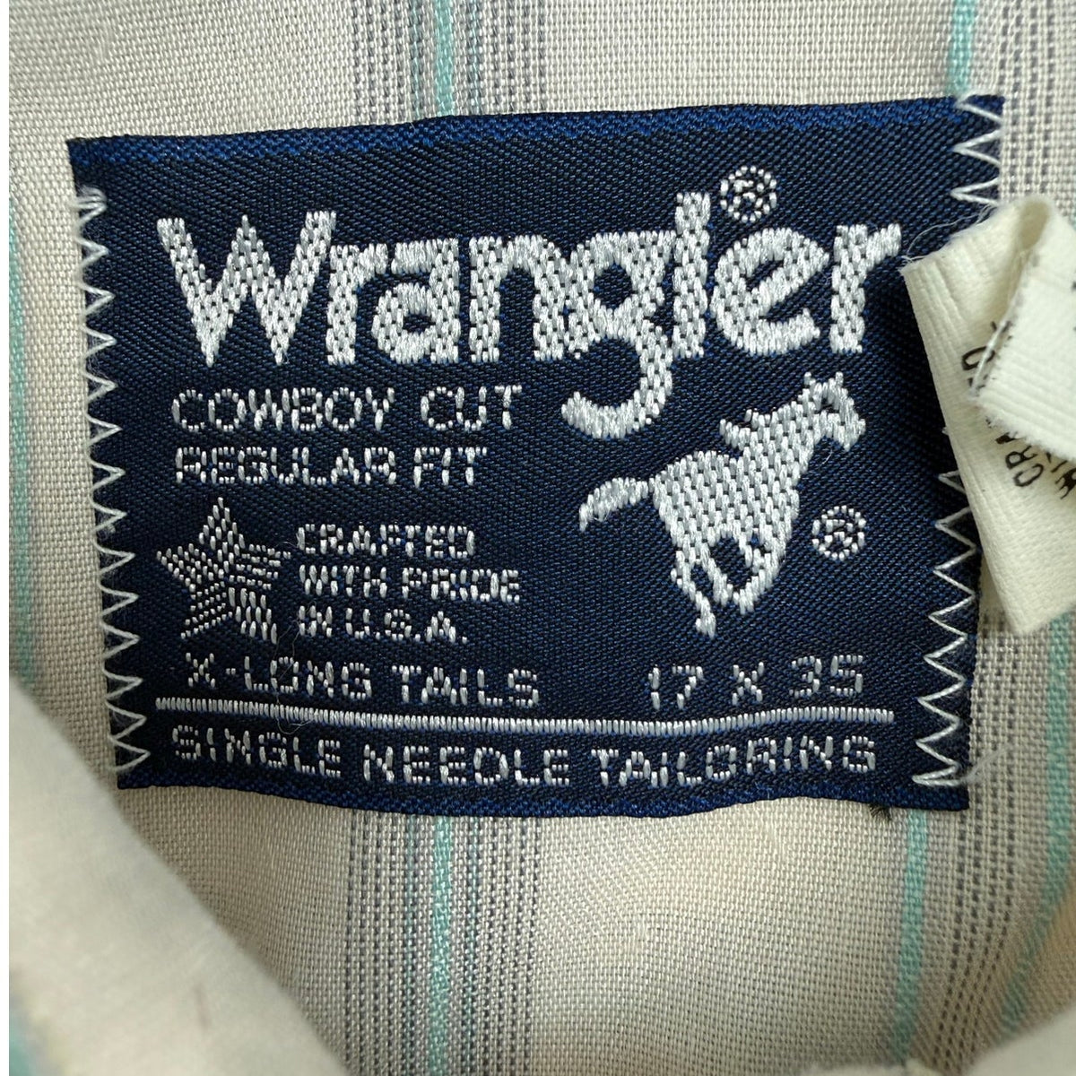 Vintage 80s Wrangler Striped Pearl Snap Western Shirt Men 17x35 USA