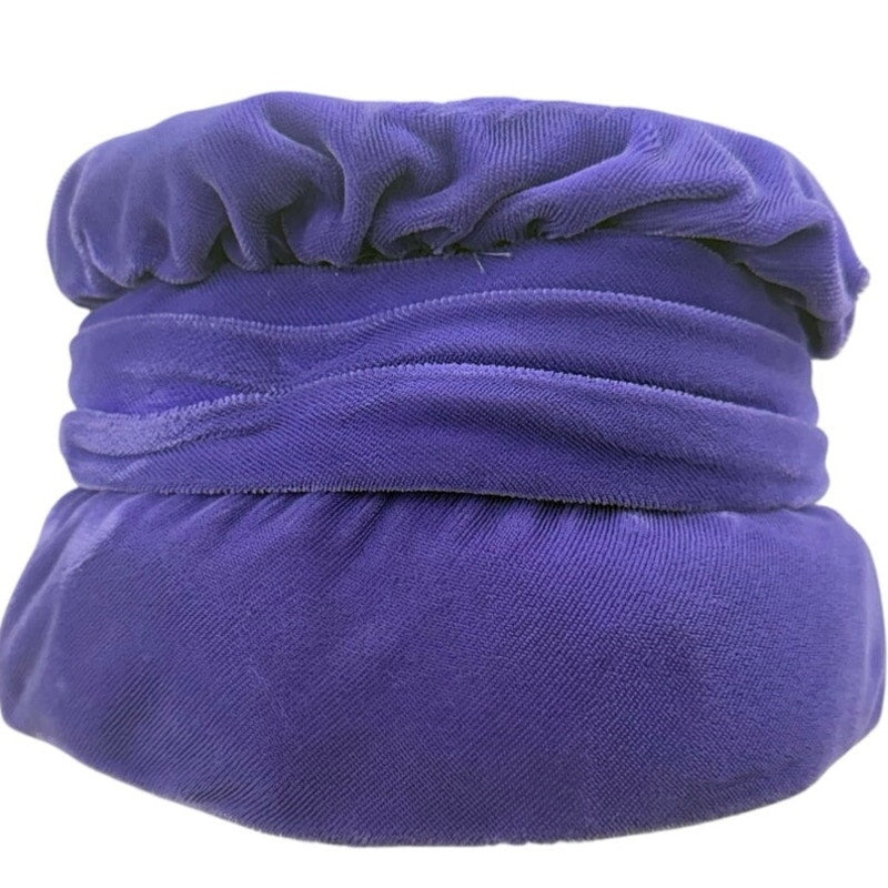 Vintage 1960s Purple Velveteen Hat Pleated Brim Cloche Style