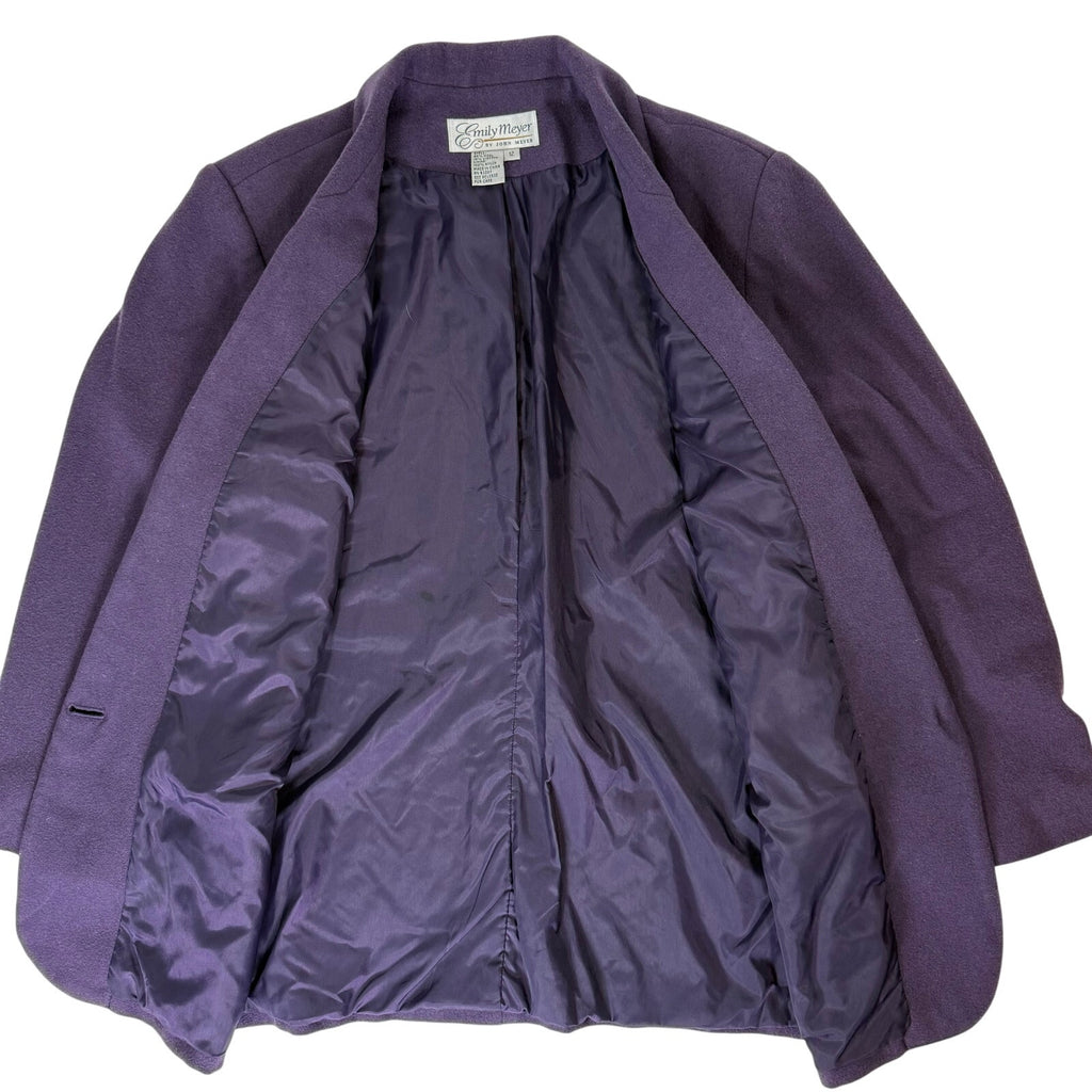 Vintage 80s Women's 12 Large Purple Blazer Jacket Emily Meyer Wool Blend Lined