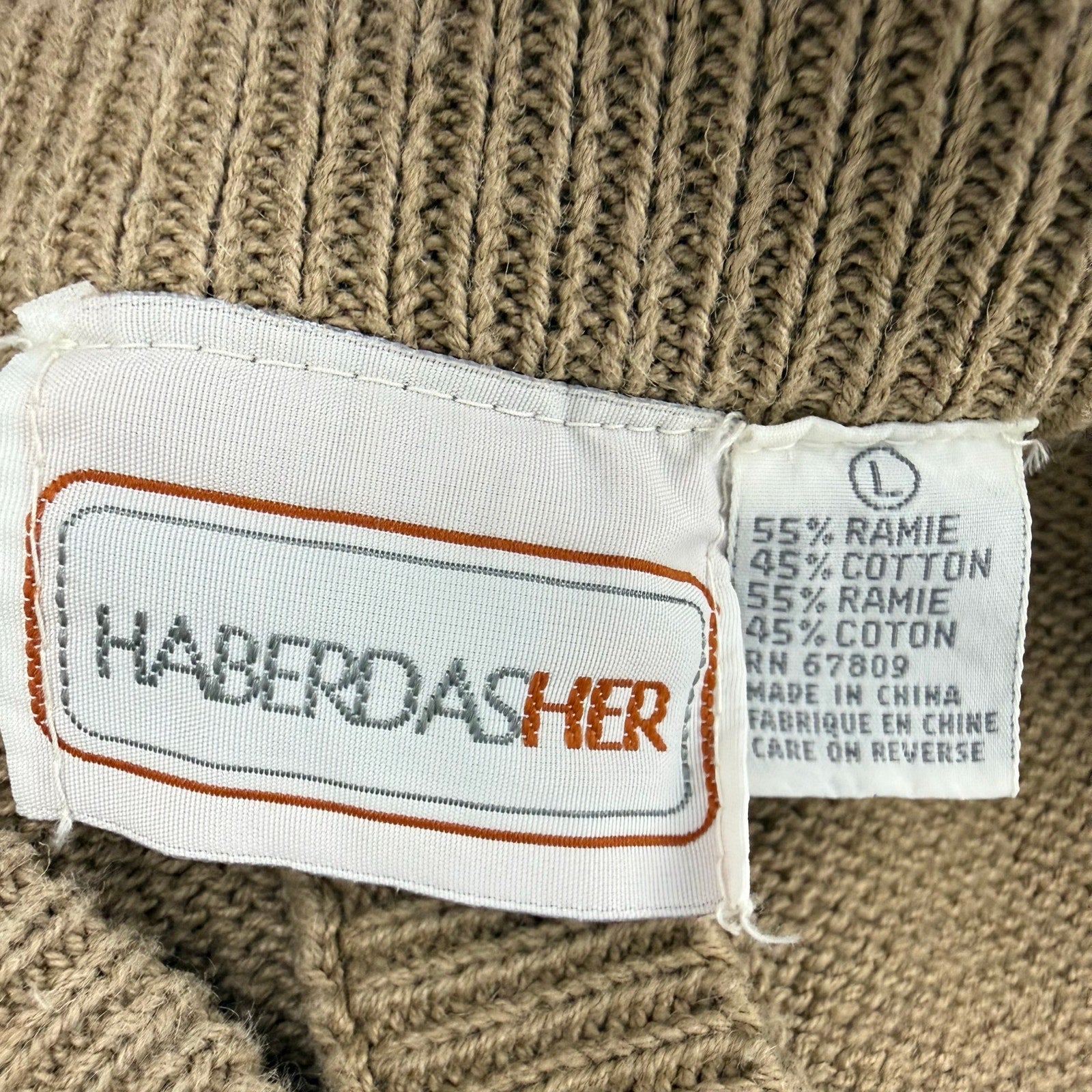 Vintage 1980s Women's Large Haberdasher Taupe Knit Midi Skirt Button Back Elastic