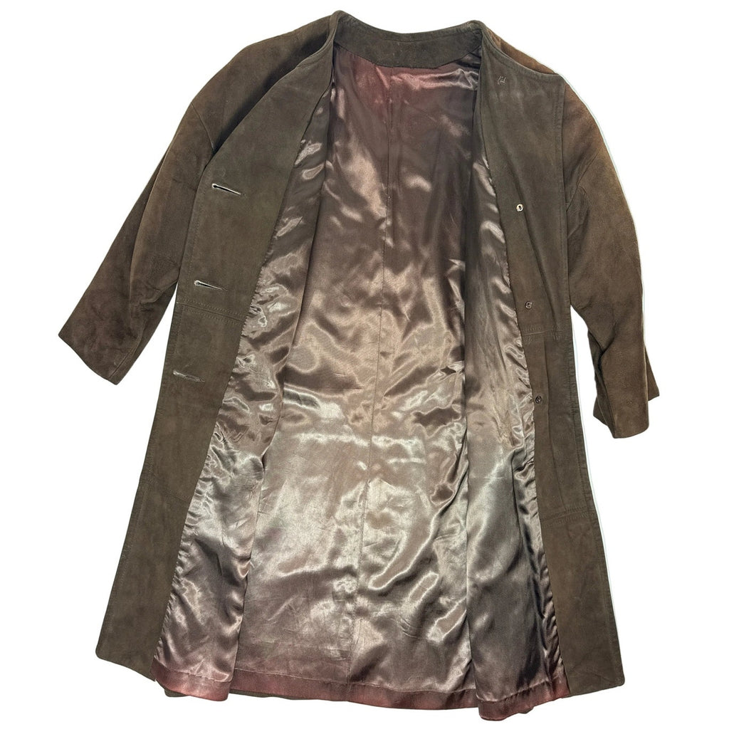 Vintage 60s Brown Leather Coat Double Breasted Princess Seams Women’s XS