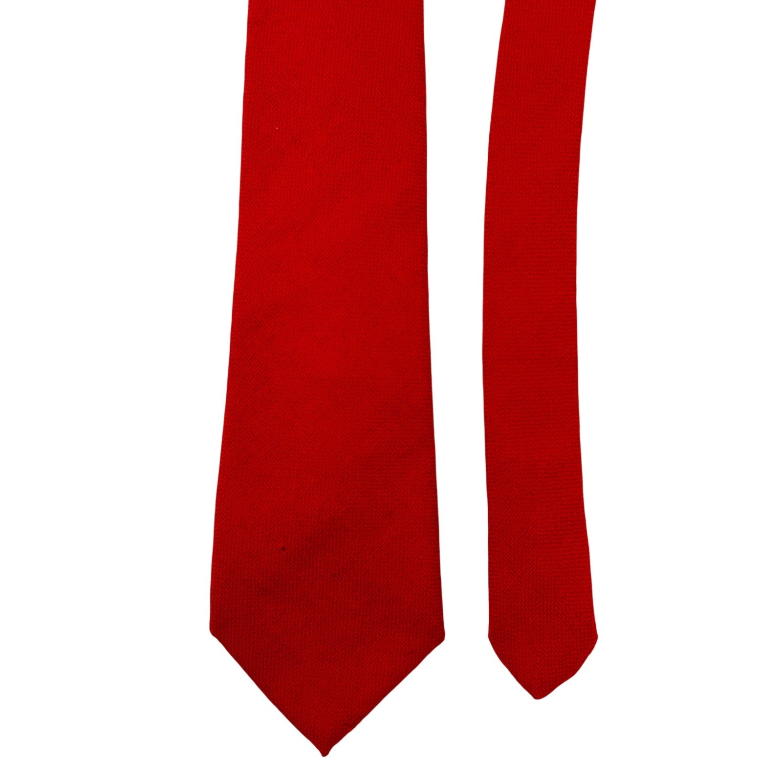 Vintage 1960s Essex Row Red Lambswool Skinny Tie 3.25" Wool Necktie