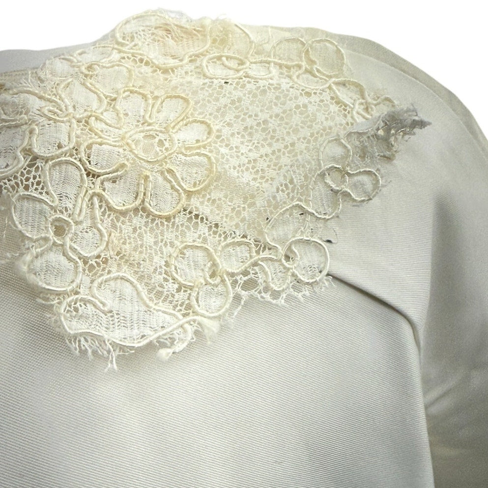 Vintage 1960s Women's XS Alfred Angelo Satin Lace Wedding Dress w Train