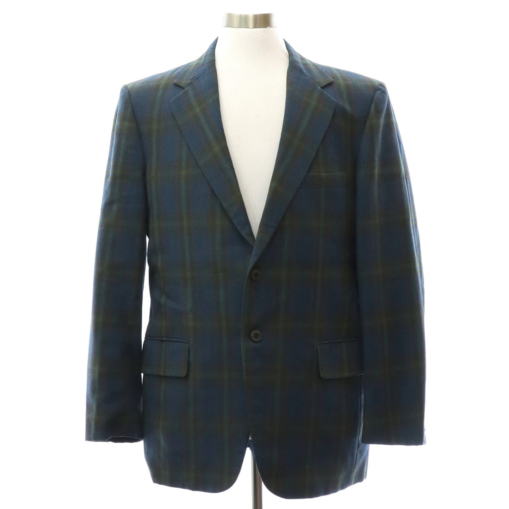 Vintage 70s Curlee Blue Plaid Wool Sport Coat Men’s 42