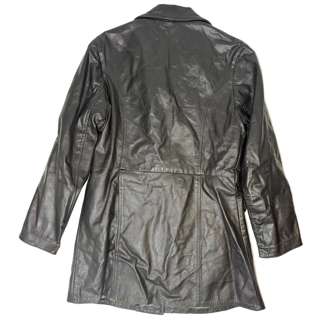 Vintage 70s Adler Women's Small Black Leather Jacket Trench Style