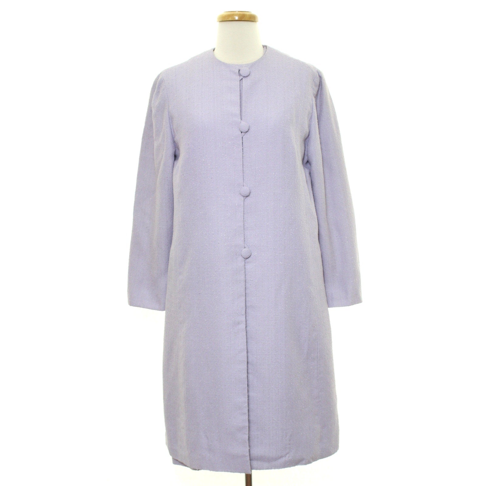 Vintage 70s Home Sewn Lavender Bouclé Dress Jacket Set Women’s XS