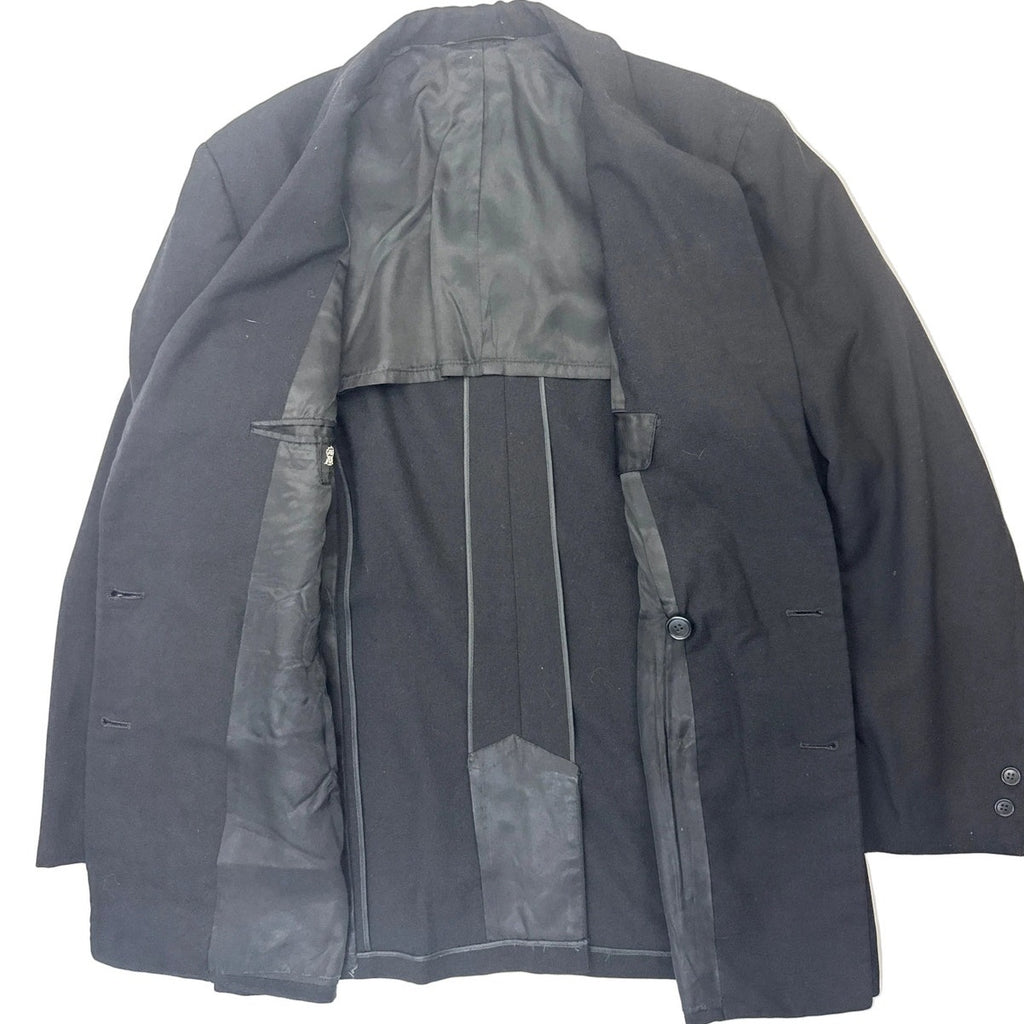 Vintage 70s Black Double Breasted Wool Blend Sport Coat Men's 42R
