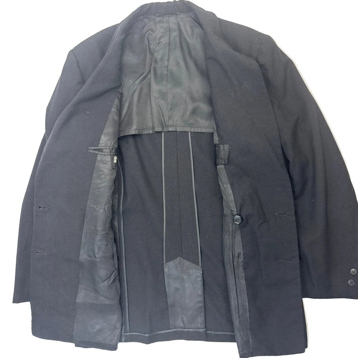 Vintage 70s Black Double Breasted Wool Blend Sport Coat Men's 42R