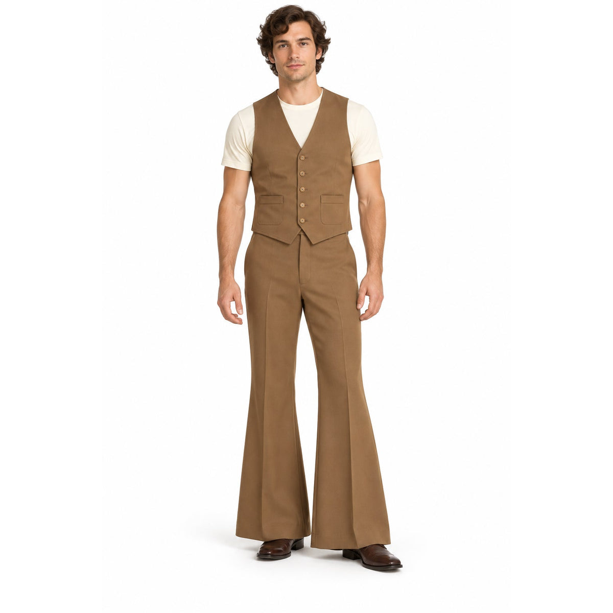 Vintage 70s Angels Flight Brown Vest and Pants Men’s Small 36" Chest, 30" Waist