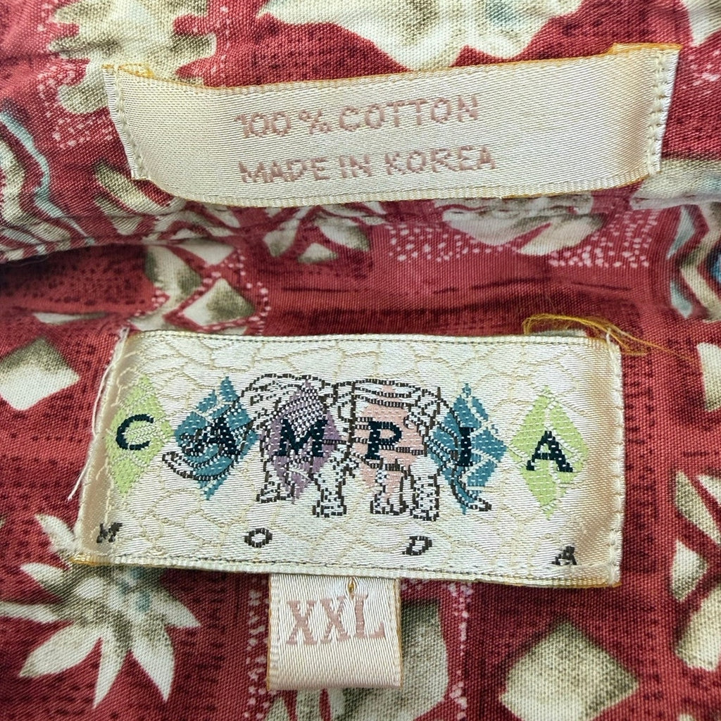 Vintage 80s Campia Cocktail Print Hawaiian Shirt XXL Red Cotton USA