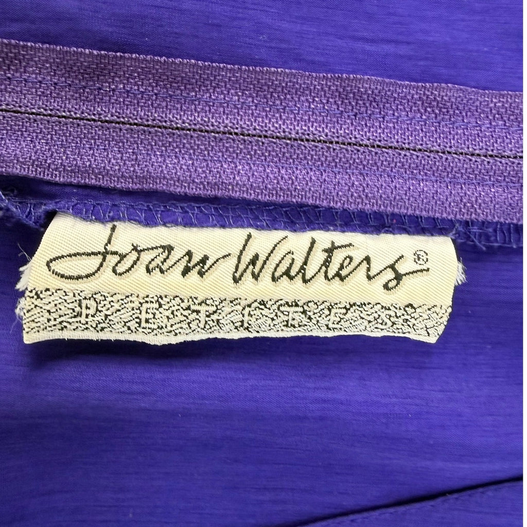 Vintage 80s JoAnn Walters Purple Rayon Jumpsuit Embroidered Pockets Women's Med