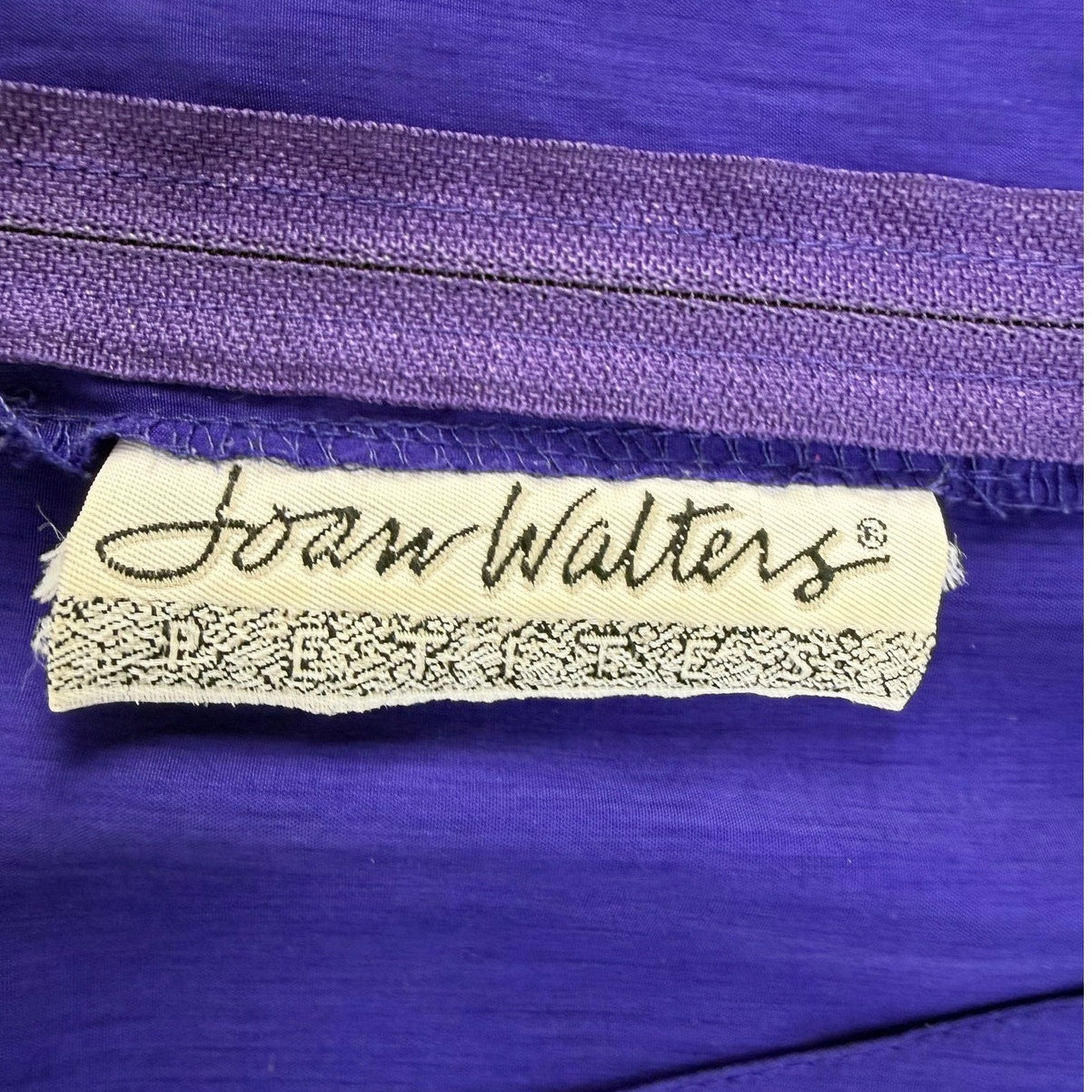 Vintage 80s JoAnn Walters Purple Rayon Jumpsuit Embroidered Pockets Women's Med