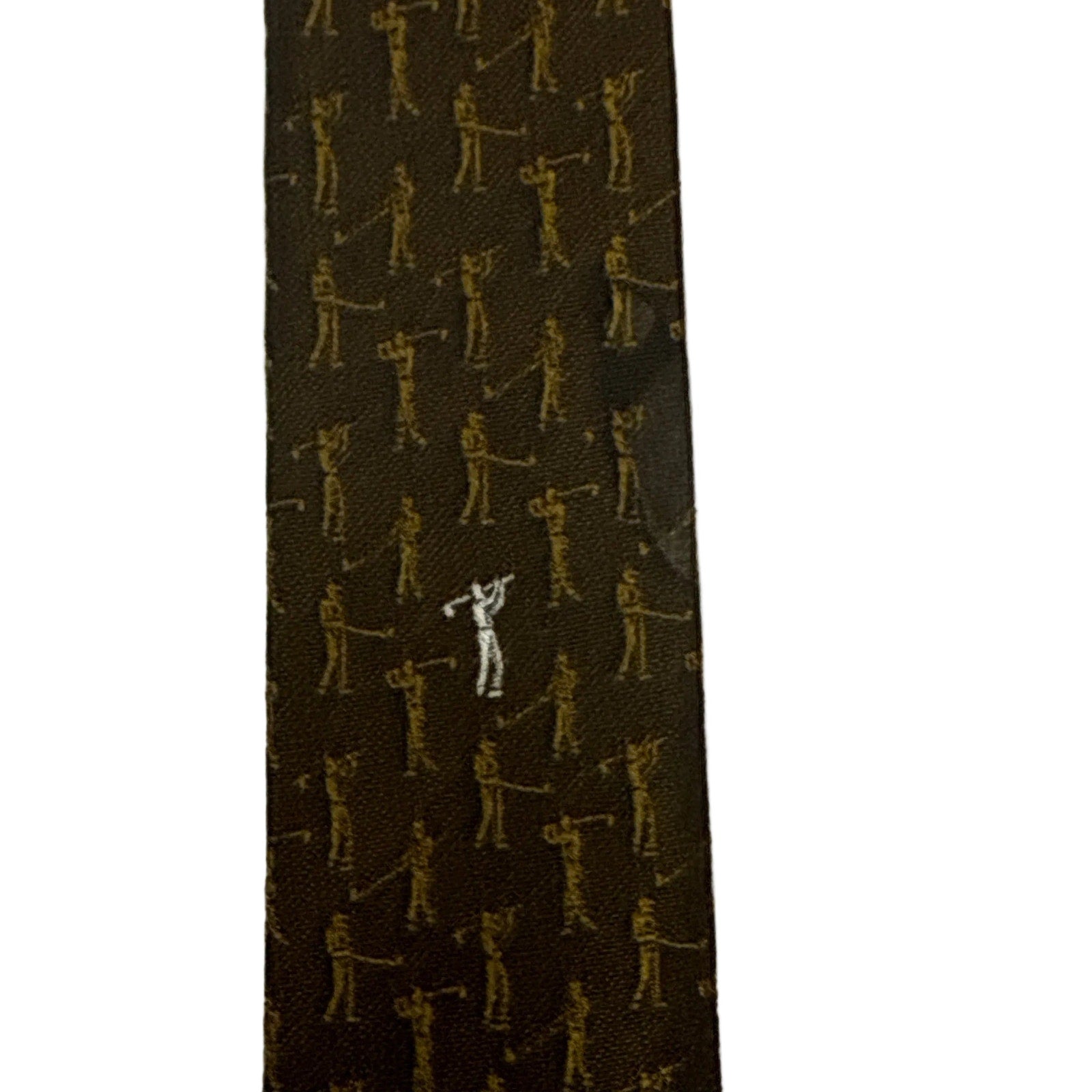 Vintage 60s Superba Brown Golf Novelty Skinny Tie Polyester