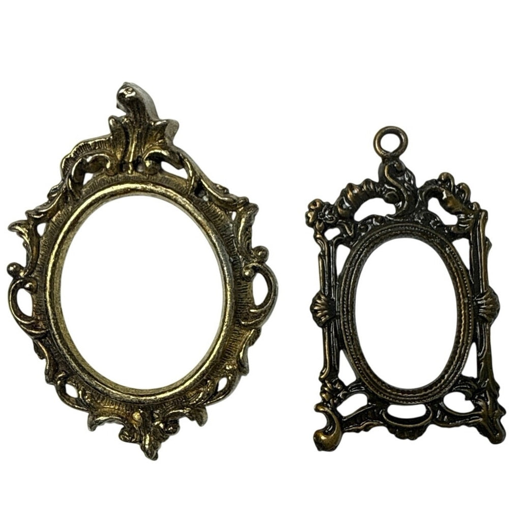 Vintage Taiwan Ornate Mini Picture Frames Set of 6, 2–3”