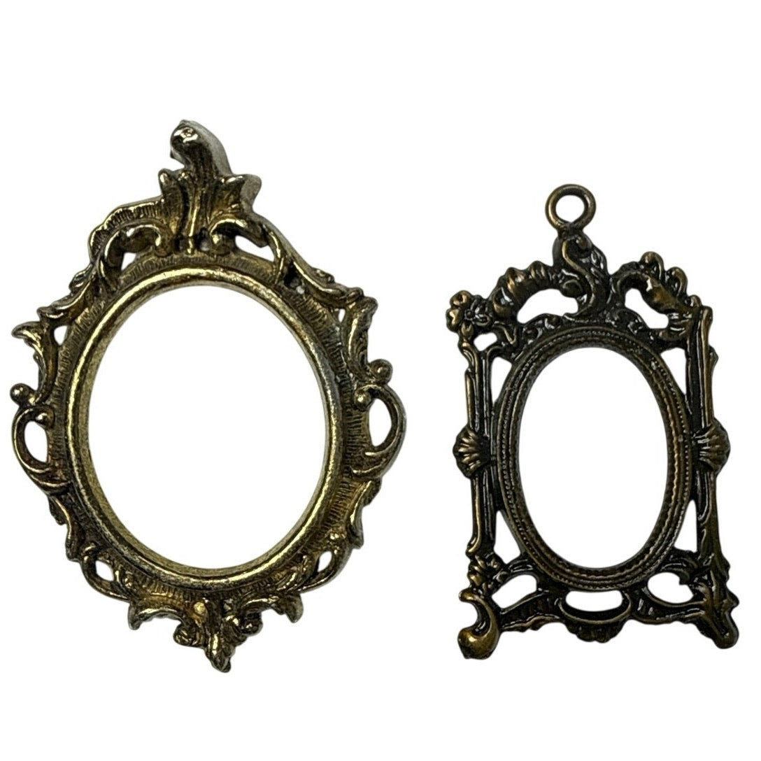 Vintage Taiwan Ornate Mini Picture Frames Set of 6, 2–3”
