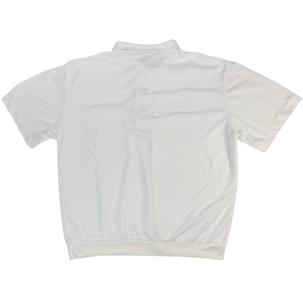 Vintage 80s Haband Mens White Mesh Polo Shirt Banded Hem Chest Pocket