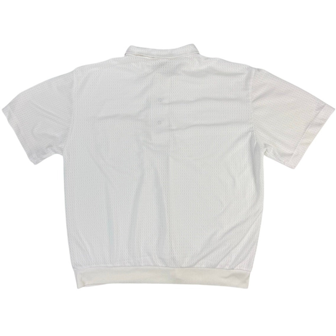 Vintage 80s Haband Mens White Mesh Polo Shirt Banded Hem Chest Pocket