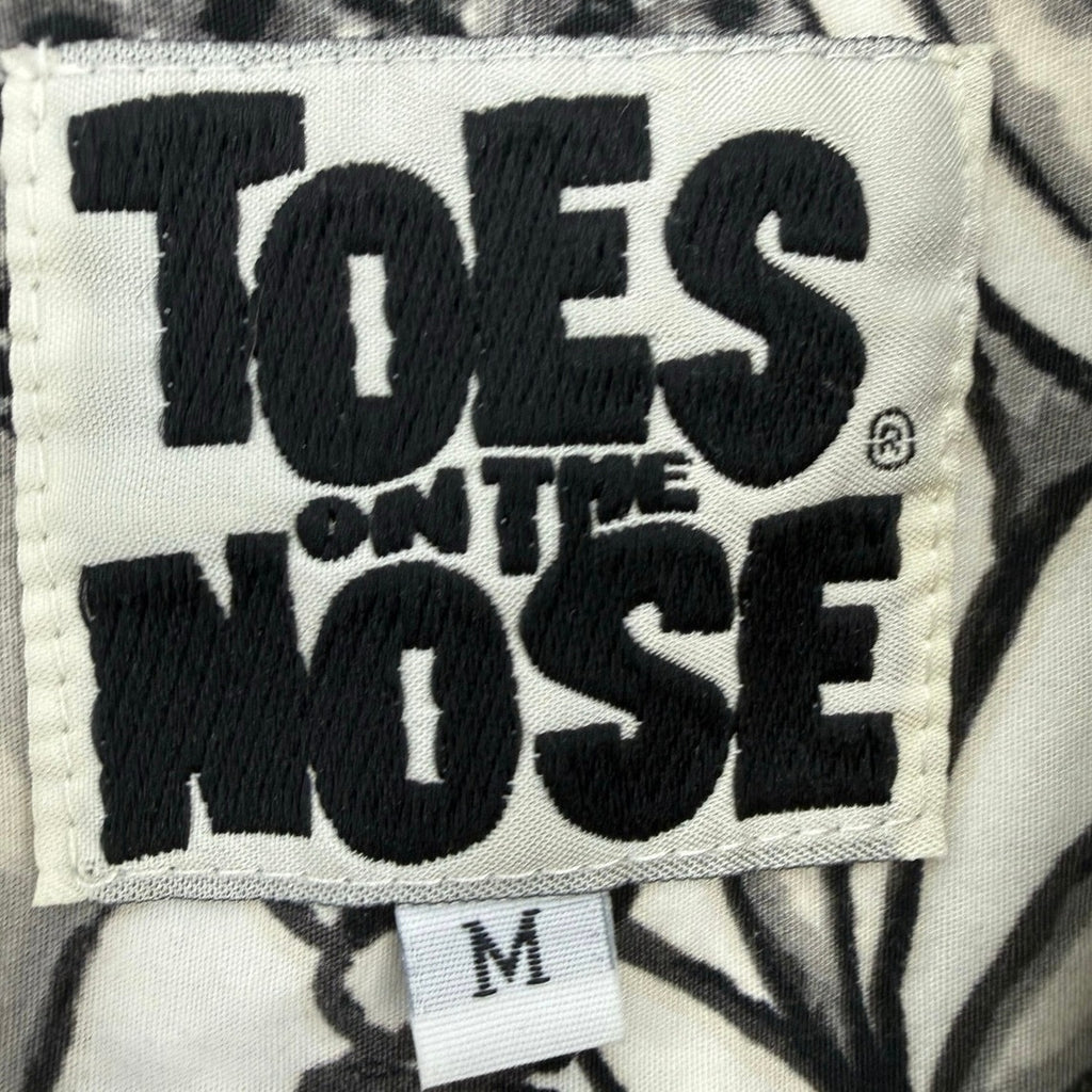 Vintage 90s Toes on the Nose Hawaiian Shirt Men's M Gray Floral Surf Camp Aloha