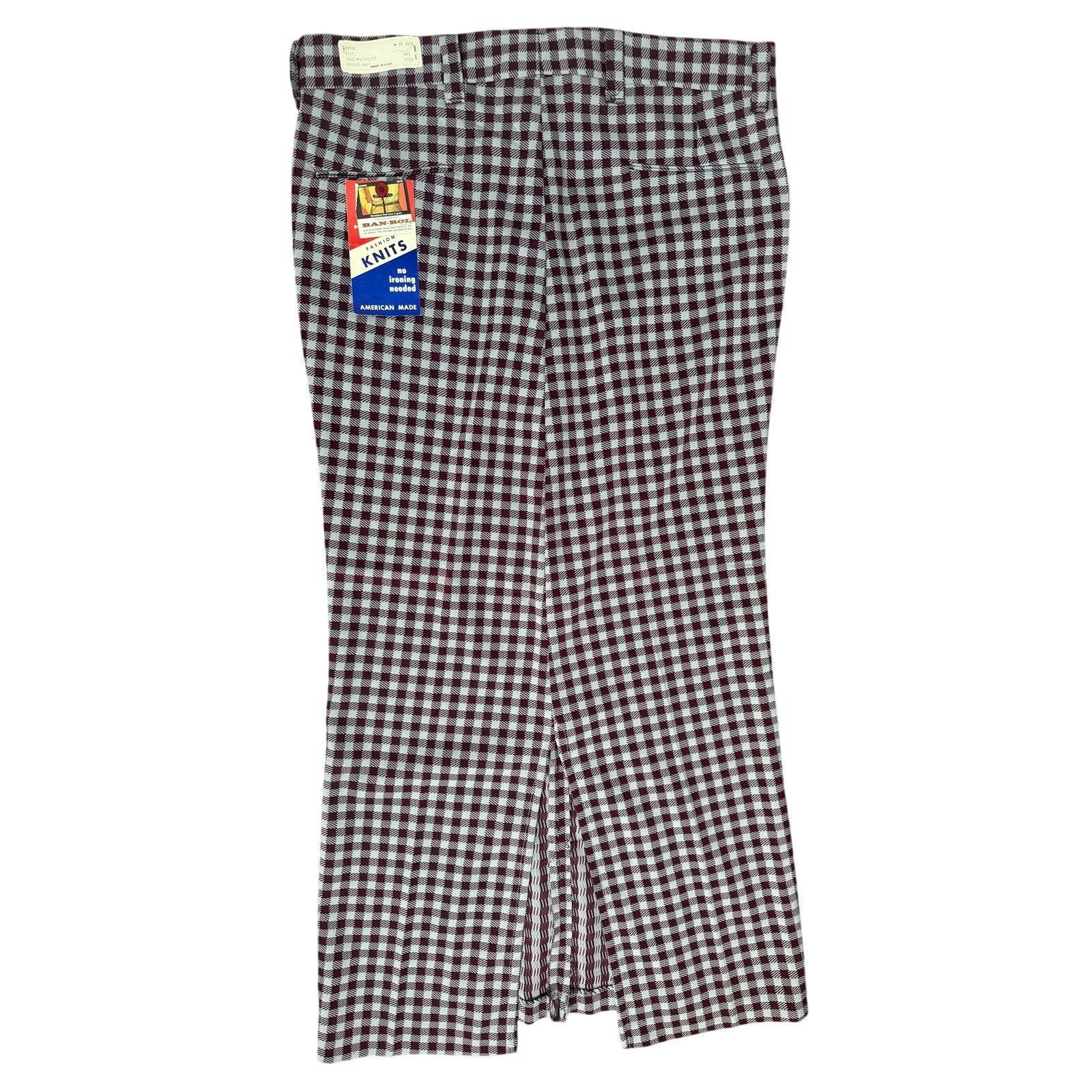 Vintage 70s Pan-Hoi Women's Large Plaid Double Knit Polyester Maxi Skirt USA 36W