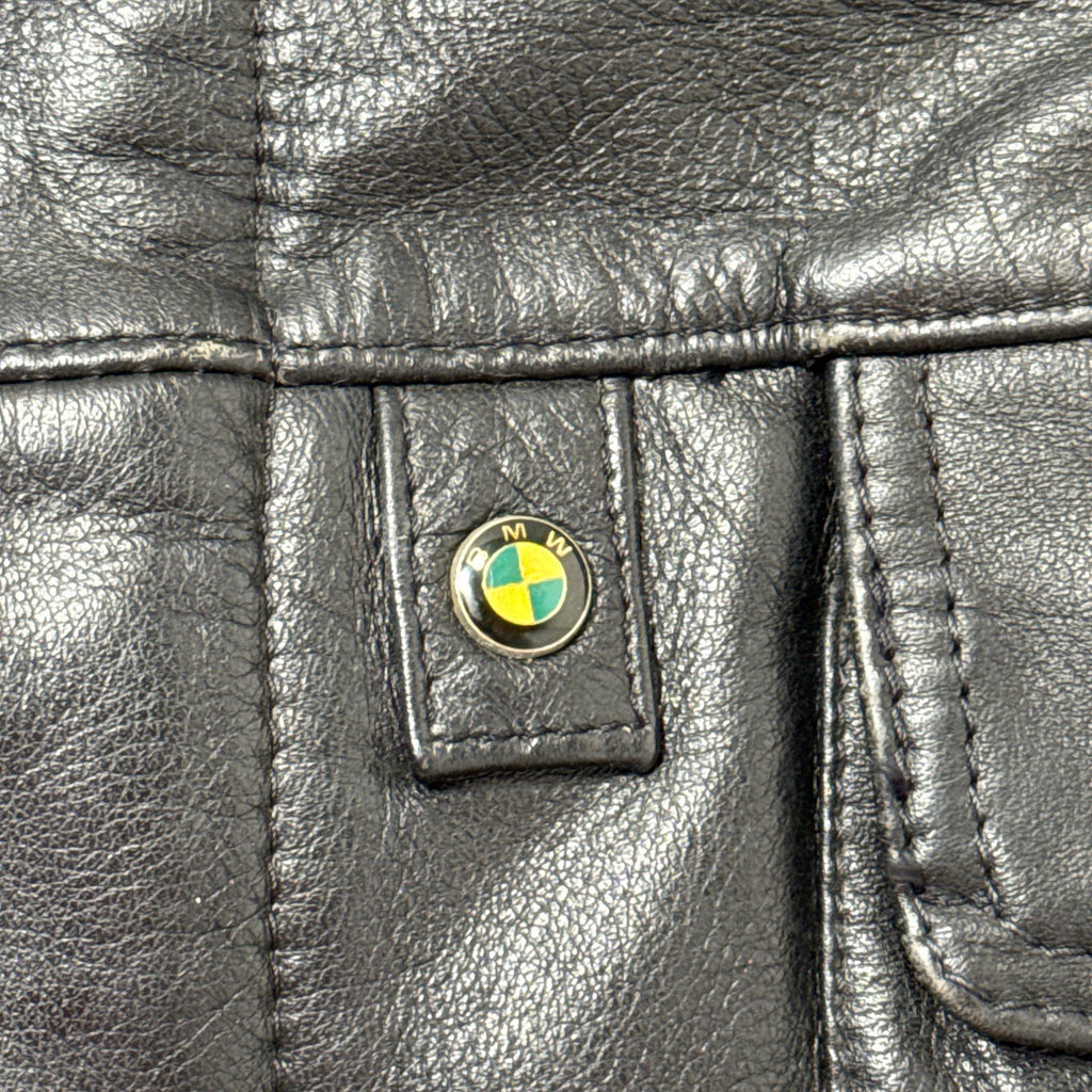 Vintage 80s Mens Large BMW Motorrad Dainese Black Leather Motorcycle Jacket