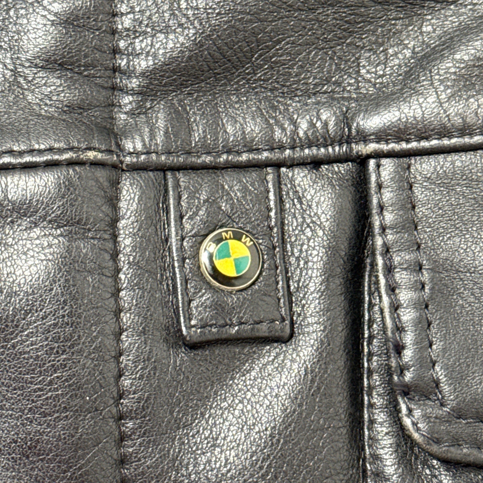 Vintage 80s Mens Large BMW Motorrad Dainese Black Leather Motorcycle Jacket