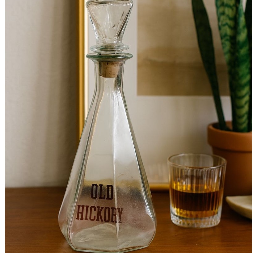 Vintage Old Hickory Straight Bourbon Whiskey Decanter Bottle w/ Stopper