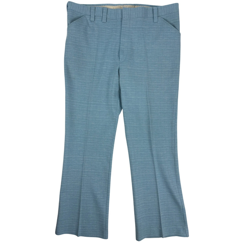 Vintage 70s Colebrook Sky Blue Polyester Disco Leisure Pants Mens XL 40x30