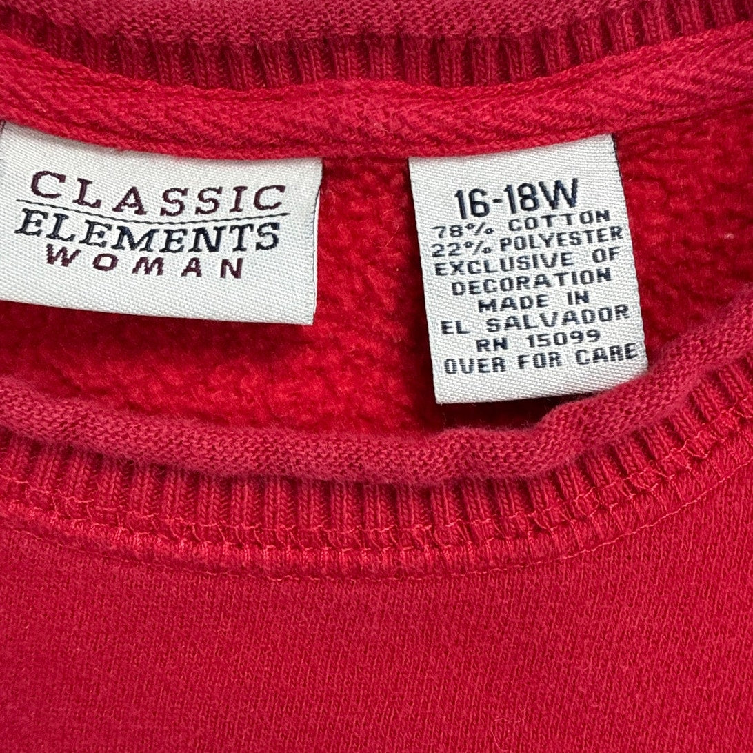 Vintage 80s Classic Elements Red Snowman Christmas Sweatshirt Womens 16–18W