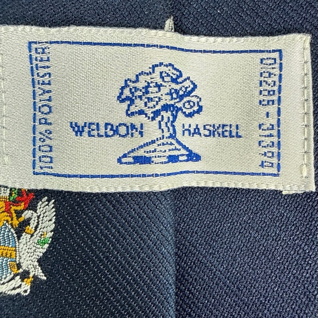 Vintage 80s Welbon Haskell Navy Heraldic Crest Polyester Necktie