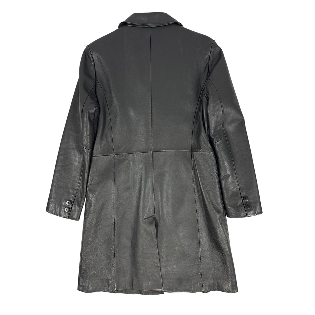 Vintage 90s Juliette Michelle by Adler Black Leather Trench Coat Women's Medium