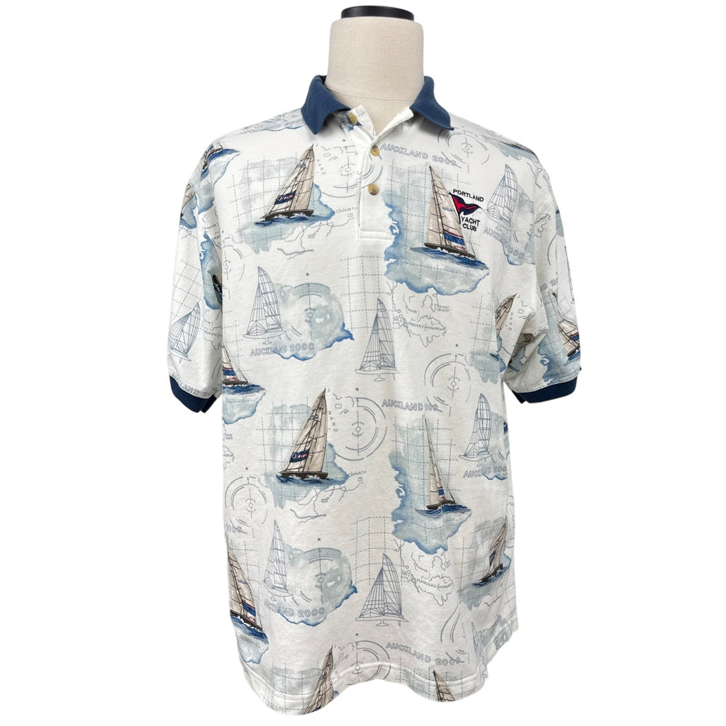 Vintage 2000 Bimini Bay Americas Cup Auckland Nautical Polo Shirt Mens Large